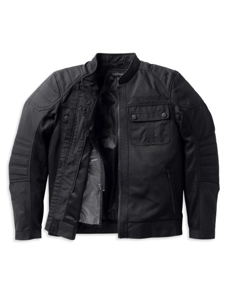 98130-22EM Harley Davidson Men's Zephyr Mesh Jacket with Zip-Off Removable Lining - Black