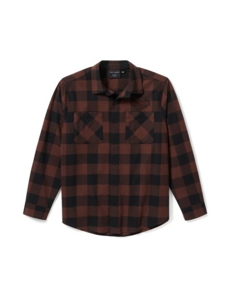 Camisea de franela a cuadros Harley Davidson Bar & Shield Buffalo Check para hombre – Harley Black & Coffee