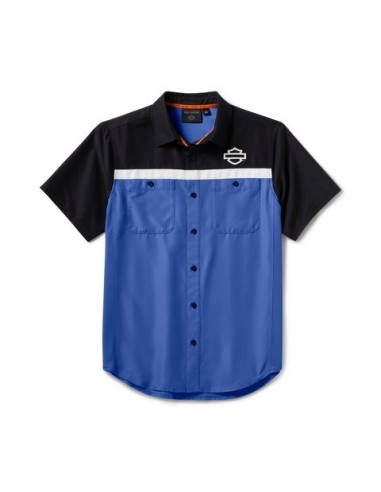Camisa ventilada TECH Harley Davidson para hombre – Nebulas Blue & Harley Black
