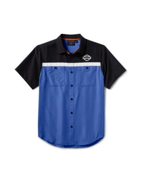 Camisa ventilada TECH Harley Davidson para hombre – Nebulas Blue & Harley Black