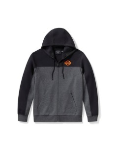 Braga TECH Harley Davidson cremallera completa para hombre – Charcoal Grey Heather (B65) & Harley Black