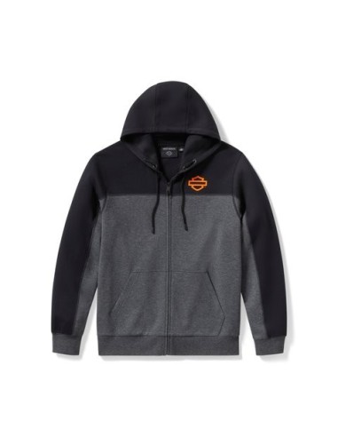 Braga TECH Harley Davidson cremallera completa para hombre – Charcoal Grey Heather (B65) & Harley Black
