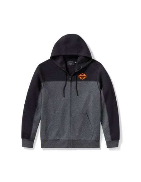 Braga TECH Harley Davidson cremallera completa para hombre – Charcoal Grey Heather (B65) & Harley Black
