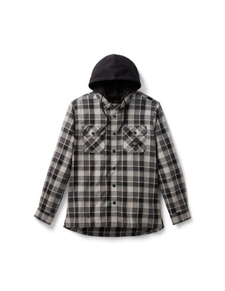 Camisa de manga larga a cuadros con capucha Harley Davidson para hombre