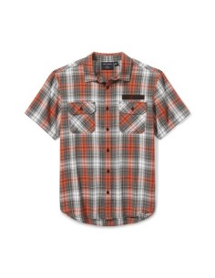 Camisa a cuadros Block Harley Davidson Font Yarn Dyed para hombre – Cloud Dancer & Cinder