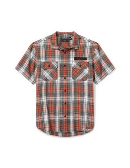 Camisa a cuadros Block Harley Davidson Font Yarn Dyed para hombre – Cloud Dancer & Cinder