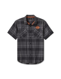 Camisa TECH Coolmax Plaid H-D Harley Davidson para hombre A cuadros – Asphalt & Harley Black