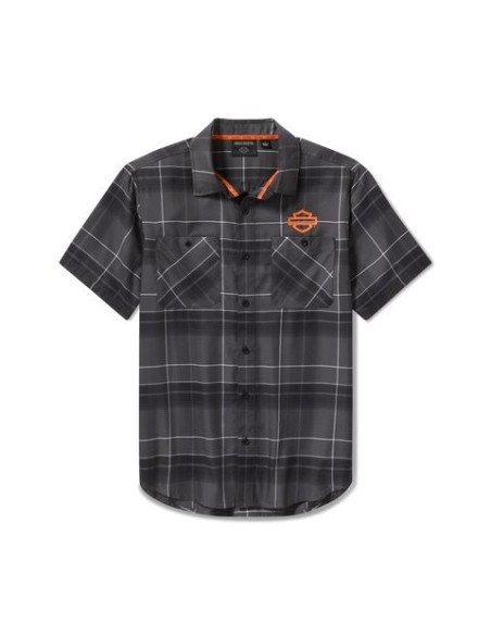 Camisa TECH Coolmax Plaid H-D Harley Davidson para hombre A cuadros – Asphalt & Harley Black