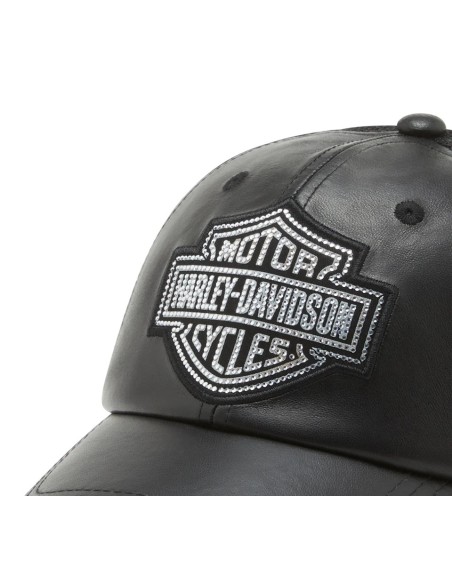 97707-25RW Gorra HARLEY DAVIDSON Trucker DE Cuero Bling Bar & Shield PARA MUJER