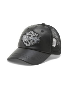 97707-25RW Gorra HARLEY DAVIDSON Trucker DE Cuero Bling Bar & Shield PARA MUJER