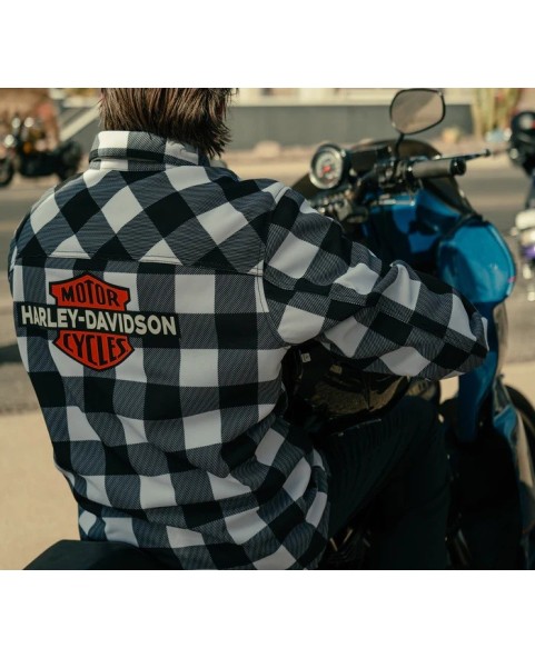 Harley Davidson Mesh Operative Riding Shirt Jacket Plaid black/white  97137-25VM