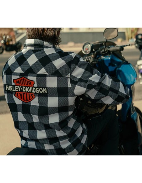 Harley Davidson Mesh Operative Riding Shirt Jacket Plaid black/white  97137-25VM
