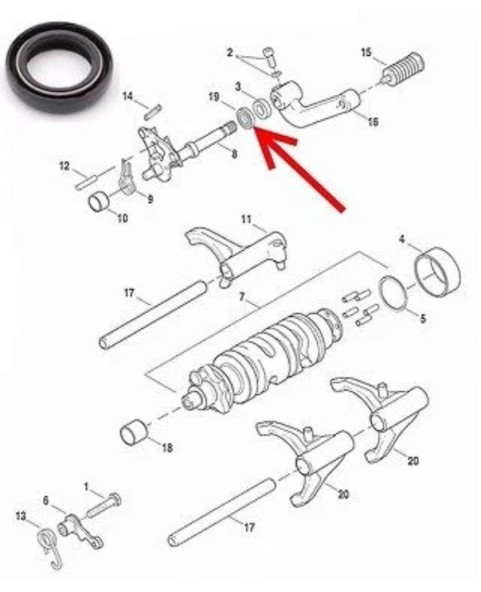 RETEN HARLEY DAVIDSON EJE PALANCA DE CAMBIOS